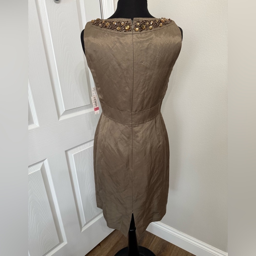 Alex Marie Womens 6 NWT Bronze Brown Tan Dress Silk Blend Jewel Shift Sleeveless - Picture 5 of 9